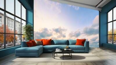 Dramatic sky and clouds autumn sunset background Wall mural