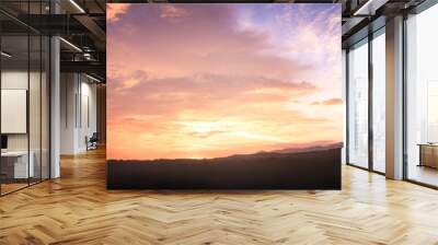 Dramatic sky and mountain sunrise background Wall mural