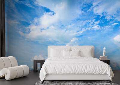 International day of clean air for blue skies concept: Abstract white cloud and blue sky in sunny day texture background Wall mural