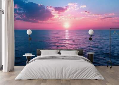  pink sunset with sea Wall mural