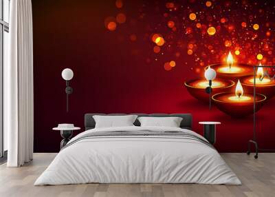 Diwali candle with copy space, diwali festival background Wall mural