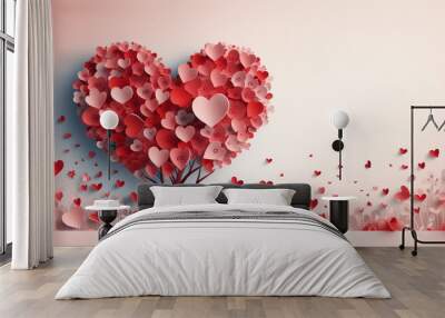 the tree of hearts with copy space valentine day concept Wall mural