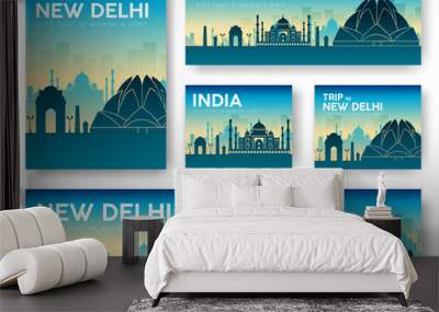 India landscape vector banners set. Vector design illustration c Wall mural