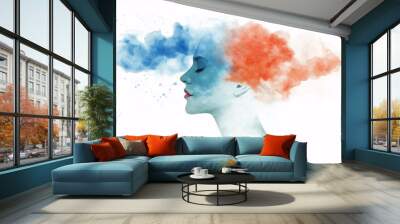 Artistic Portrait with Colorful Smoke Elements Wall mural