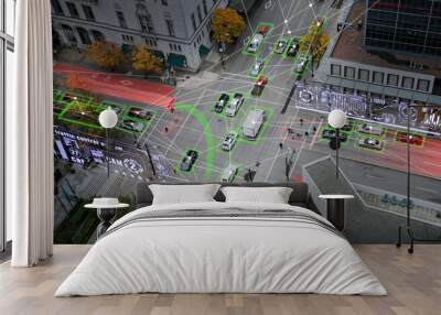 Integrated control system simulation and autonomous driving in smart city Wall mural