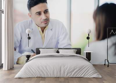 Close-up of psychologist comforting his depressed patient, mental health concept Wall mural