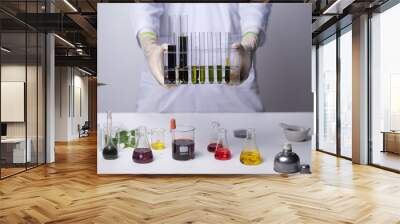 doctor scientists researching in laboratory, Healthcare and biotechnology concept. Wall mural