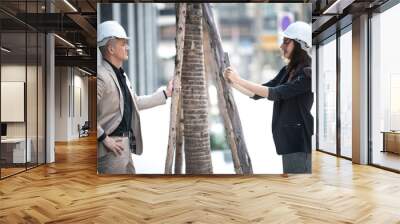 engineer businessman talking together with business partner, professional consulting work and meeting Wall mural