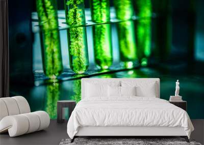 Photobioreactor in lab algae fuel biofuel industry. Algae fuel o Wall mural