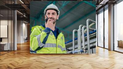 technician inspection engineer working to maintenance a construction equipment industry Wall mural