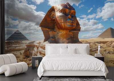 Sphinx of Giza Iconic statue and desert scenery Wall mural