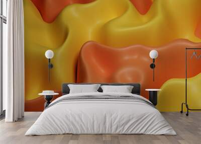 3D render abstract yellow and orange background modern geometric wave wallpaper Wall mural