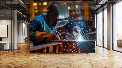 Technician welding industrial components Wall mural