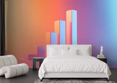 Financial growth, minimalist style, bar charts, uptrend, simple colors, clean and professional look Wall mural