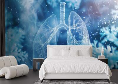 Picture of PM2.5 dust particles can be inhaled deep into the respiratory tract and lungs. Causes irritation and stings in the nose.  Wall mural