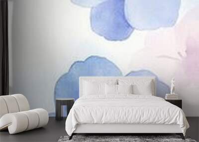 Soft and delicate watercolor blue flowers on a light background, perfect for nature-themed designs. Wall mural