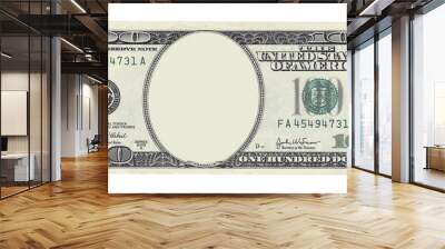 Blank one hundred dollar banknote isolated on white Wall mural