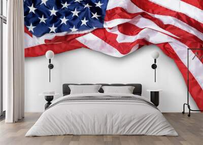 Closeup ruffled American flag isolated  Wall mural