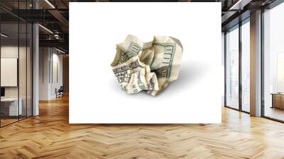 crushed one hundred dollars bill isolated Wall mural