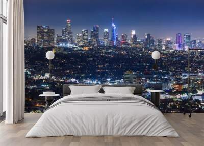 Downtown Los Angeles skyline at night Wall mural