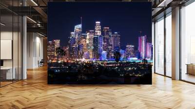 Downtown Los Angeles skyline at night Wall mural