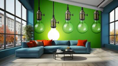 Idea concept with vintage light bulbs Wall mural