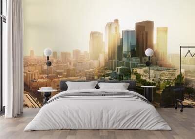 los angeles, california, usa downtown cityscape at sunset Wall mural