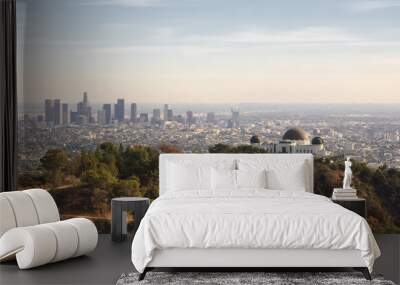 Los Angeles, California, USA downtown skyline from Griffith Park Wall mural