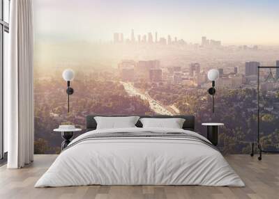 Los Angeles at foggy sunrise Wall mural