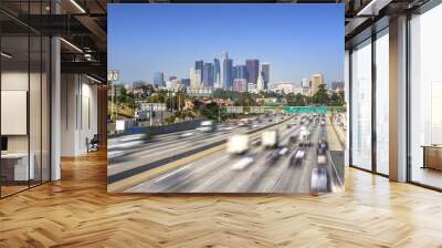 Los Angeles City Freeway Traffic At Sunny Day Wall mural