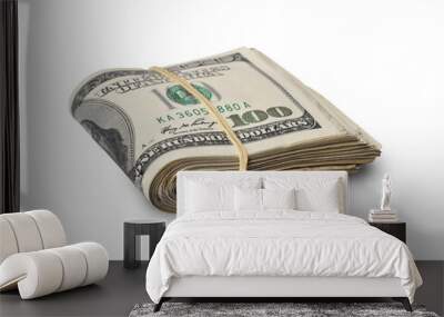 One hundred dollar bills isolated Wall mural