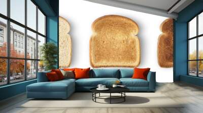 Set of three slices toast bread isolated on white Wall mural