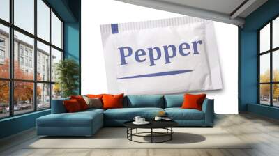 Small pepper packet isolated on white Wall mural