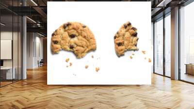 Steps of chocolate chip cookie being devoured Wall mural