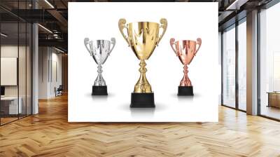 three different kind of trophies isolated on white background Wall mural