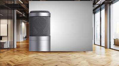 Vintage microphone on gray background Wall mural