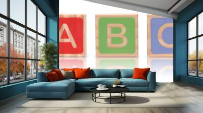 Wooden alphabet blocks isolated on white background Wall mural