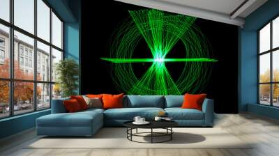 Wonderful and abstract circular and parabolic patterns drawed various light trails with LED ball lights on a dark back ground,Pendulum.  Wall mural