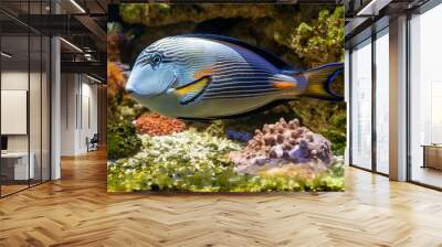 Sohal Tang.(Acanthurus sohal) swimming in reef tank Wall mural