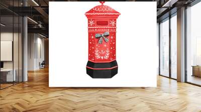 Christmas mailbox, Christmas vector illustration Wall mural