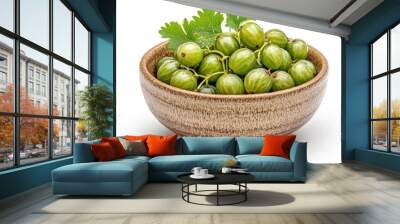 A bowl of green berries with a bunch of parsley on top Wall mural