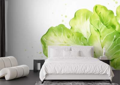 A green leafy vegetable with a white background Wall mural