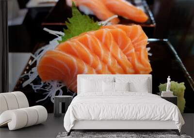 Salmon Sashimi Japanese fish raw Wall mural