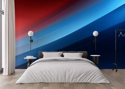 Vibrant blue and red abstract background with smooth curves and gradients Wall mural