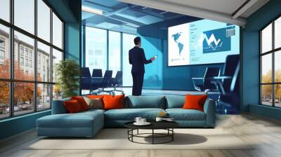 A business executive giving a presentation in a modern office conference room. Wall mural