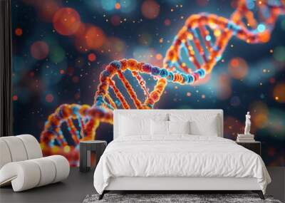 DNA helix enlarged model in bright colors and spots Wall mural