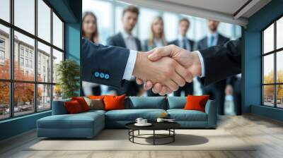 Two men shake hands to sign a contract Wall mural