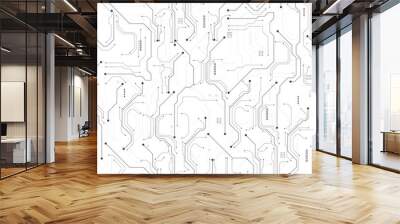 Black circuit connection on white background.High-tech circuit board connection system. futuristic digital innovation background.	 Wall mural