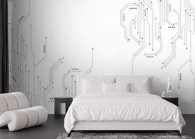 Technology black circuit diagram concept.High-tech circuit board connection system.Vector abstract technology on a white background. Wall mural