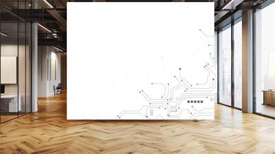 Technology black circuit diagram concept.High-tech circuit board connection system.Vector abstract technology on white background. Wall mural